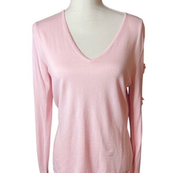 Lilly Pulitzer Women's Paradise Pink Long Sleeve Bow Sweater Size Large - Picture 1 of 4